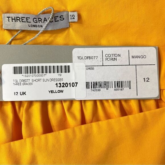 NEW Three Graces Sofia Cotton Poplin Sundress in Mango Yellow Size 8 - Picture 9 of 11